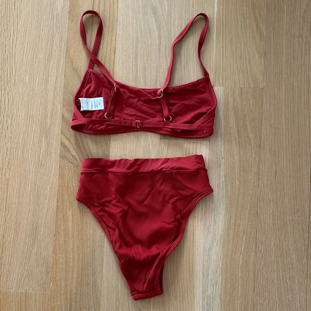 l*space Ribbed Red Two-Piece Swim Set - Picture 3 of 3